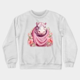 Pink Christmas Hippo Crewneck Sweatshirt